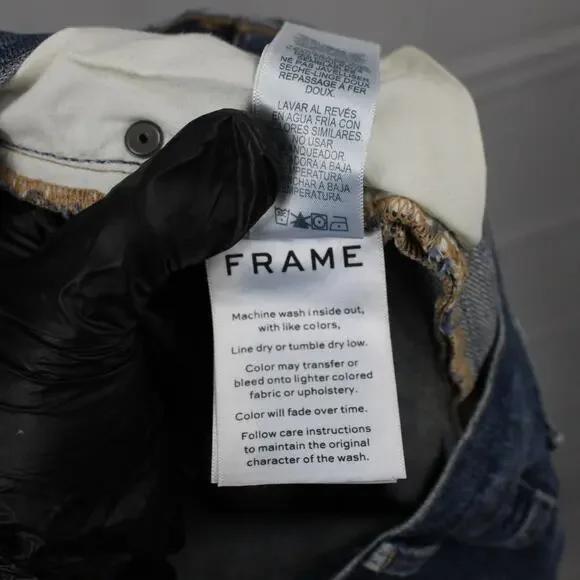 Frame Shorts Womens 24 Le Vintage Bermuda Heartbreaker Frayed Hem High Rise Blue - Picture 9 of 15